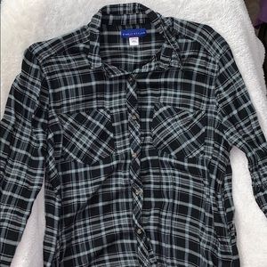 Black & Gray Plaid Button Up